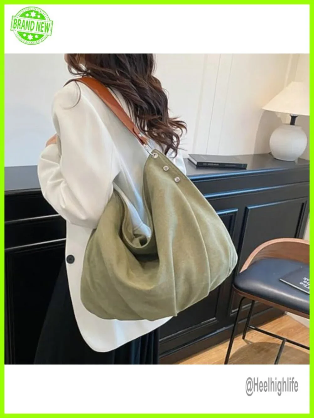 Large Canvas Hobo Bag Women Slouchy Crescent Crossbody Shoulder Purse Tote